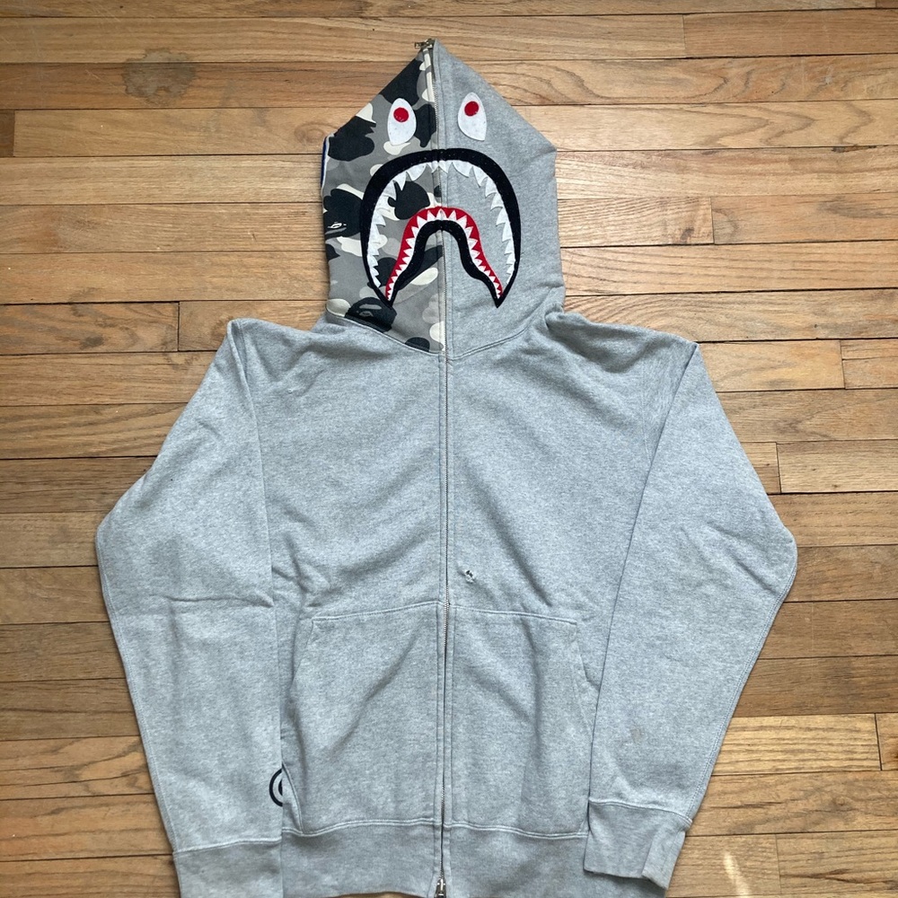 Bape snow camo full zip shark size medium